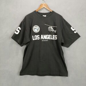 Streetwise‎ T Shirt Mens XL Black Cotton Graphic Los Angeles Police Helicopter